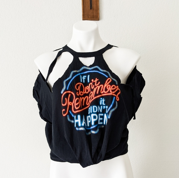 Cut Up Distressed Graphic Tee Shirt 